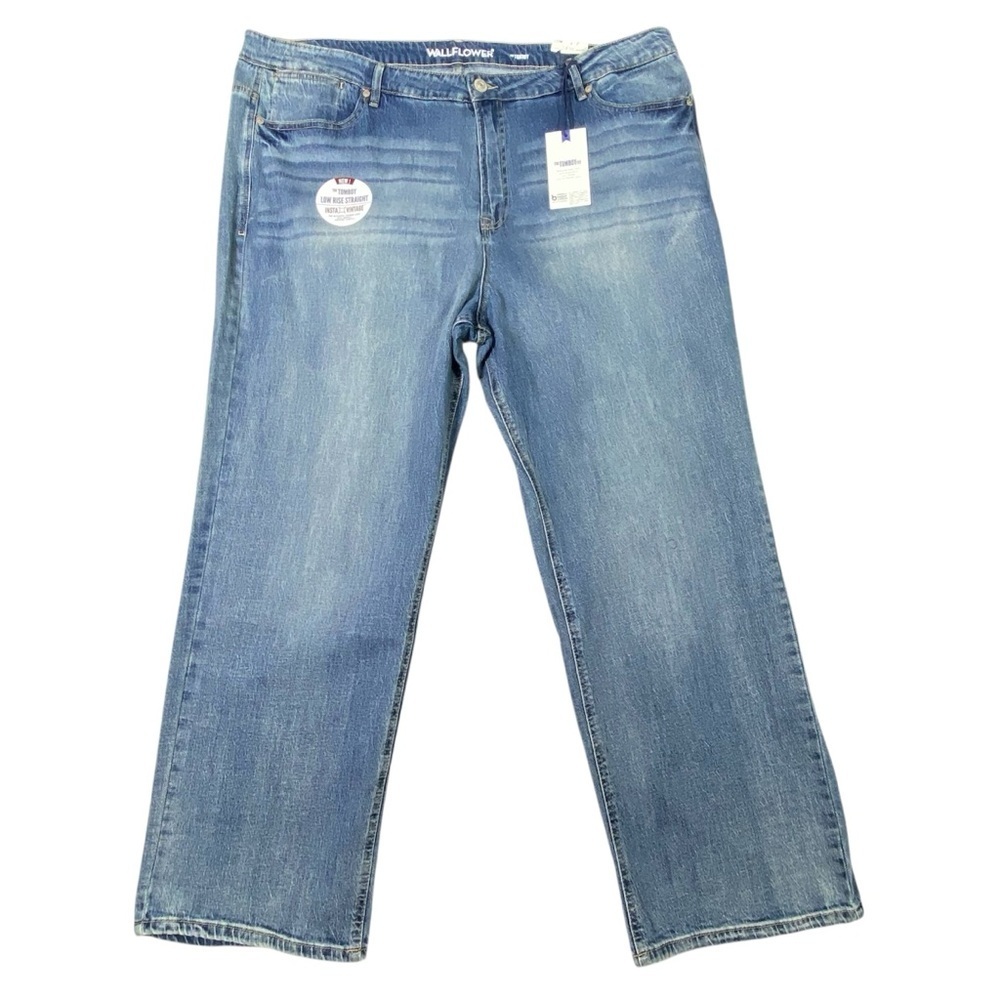 Wallflower Tomboy Fit Jeans Womens Plus SZ 24W Blue Straight Low Rise Casual NWT